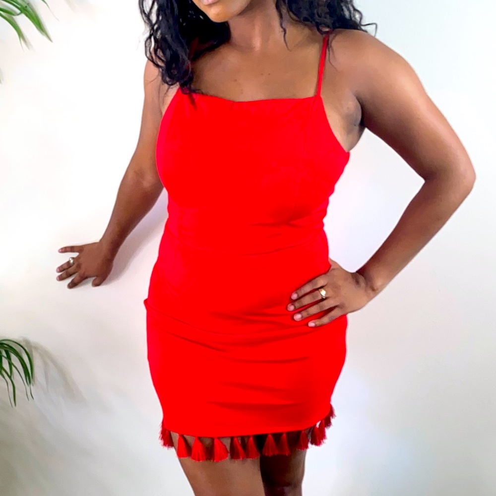 Red tassel dress